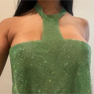 Green chainmail/ crystal top in xs. Back is adjustable  size xs